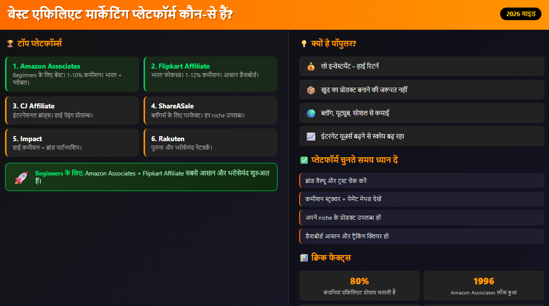 बेस्ट एफिलिएट मार्केटिंग प्लेटफॉर्म कौन-से हैं?