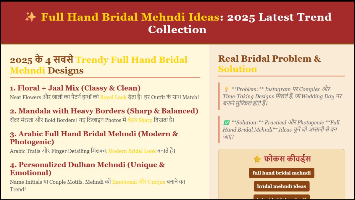 Full Hand Bridal Mehndi Ideas