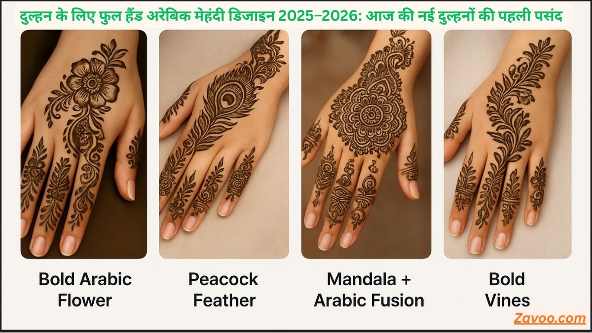 दुल्हन के लिए फुल हैंड अरेबिक मेहंदी डिजाइन 2025–2026 आज की नई दुल्हनों की पहली पसंद