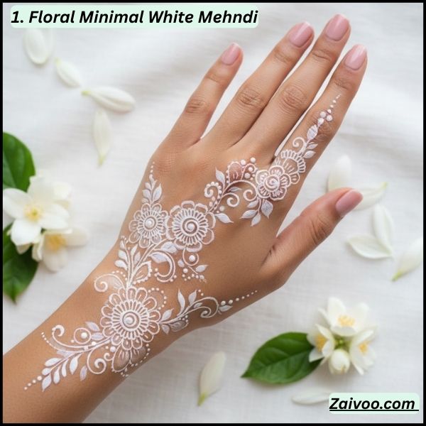 1. Floral Minimal White Mehndi