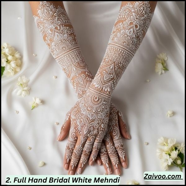 2. Full Hand Bridal White Mehndi