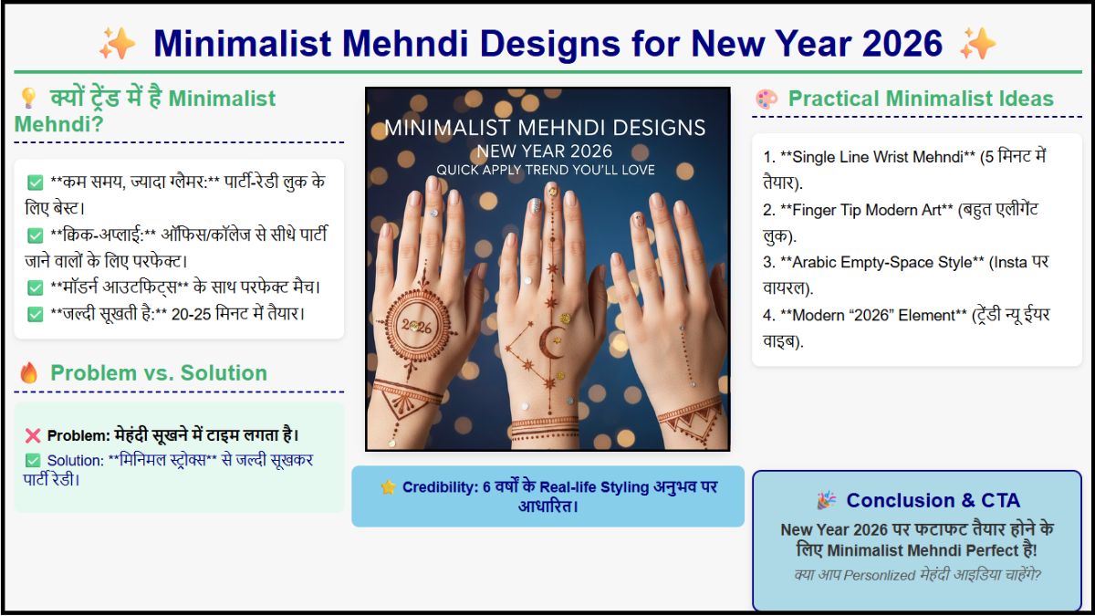 Minimalist Mehndi Designs for New Year 2026 Quick Apply Trend You’ll Love