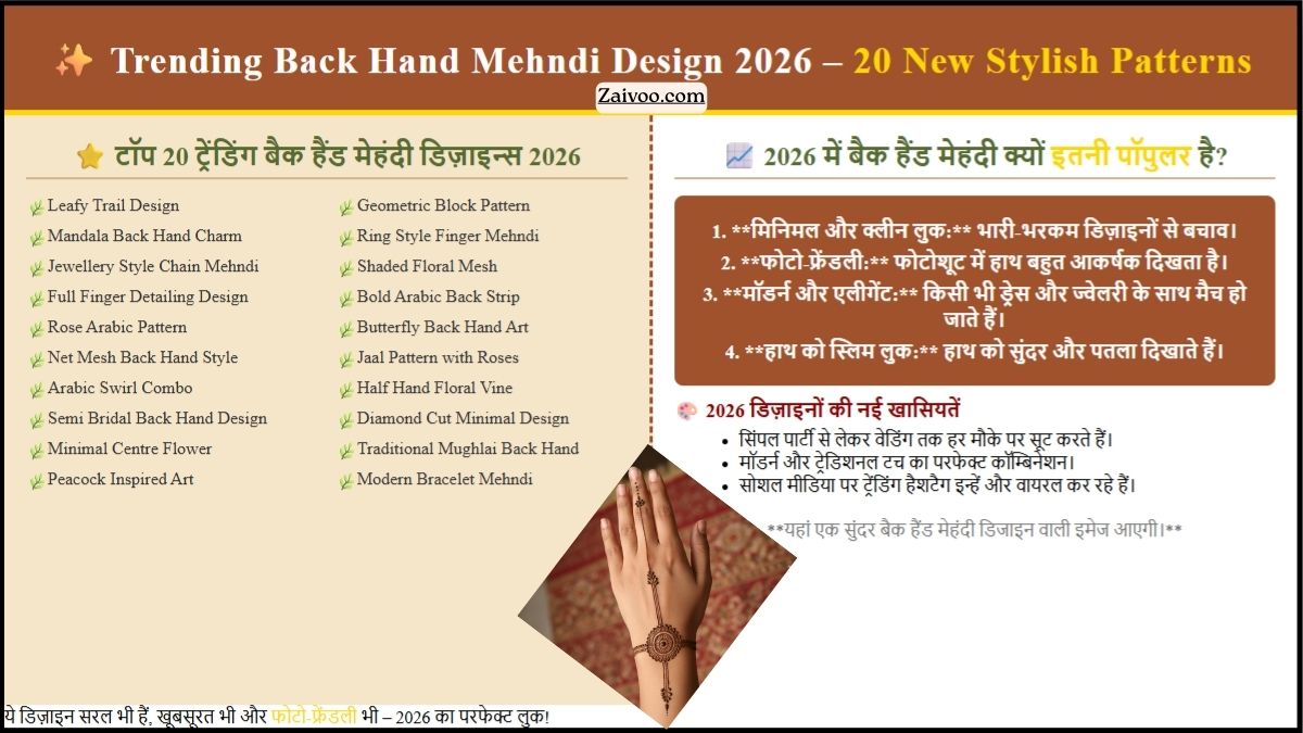 Trending Back Hand Mehndi Design 2026