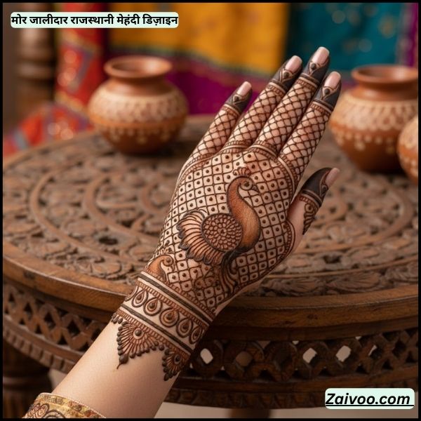 मोर जालीदार राजस्थानी मेहंदी डिज़ाइन