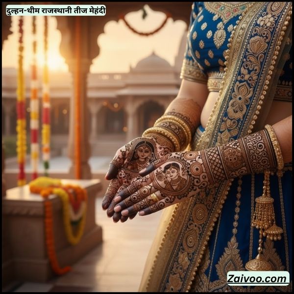 दुल्हन-थीम राजस्थानी तीज मेहंदी