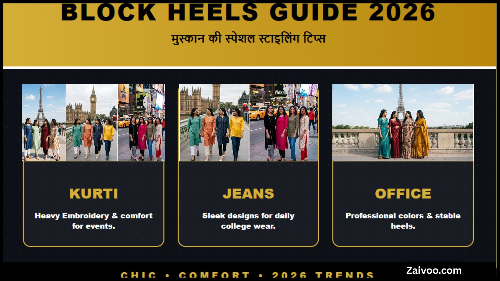 Block Heels for Girls 2026 मुस्कान की Styling Guide (Kurti, Jeans & Office Looks)