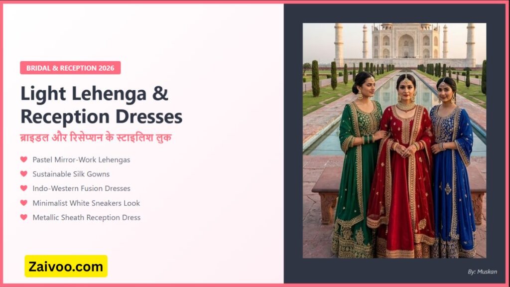 Bridal & Reception Outfits for Girls 2026 Light Lehenga & Reception Dresses