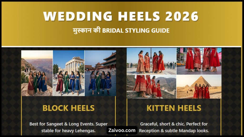 Wedding Heels for Bride 2026 India मुस्कान की Bridal Styling Guide (Block & Kitten Heels)